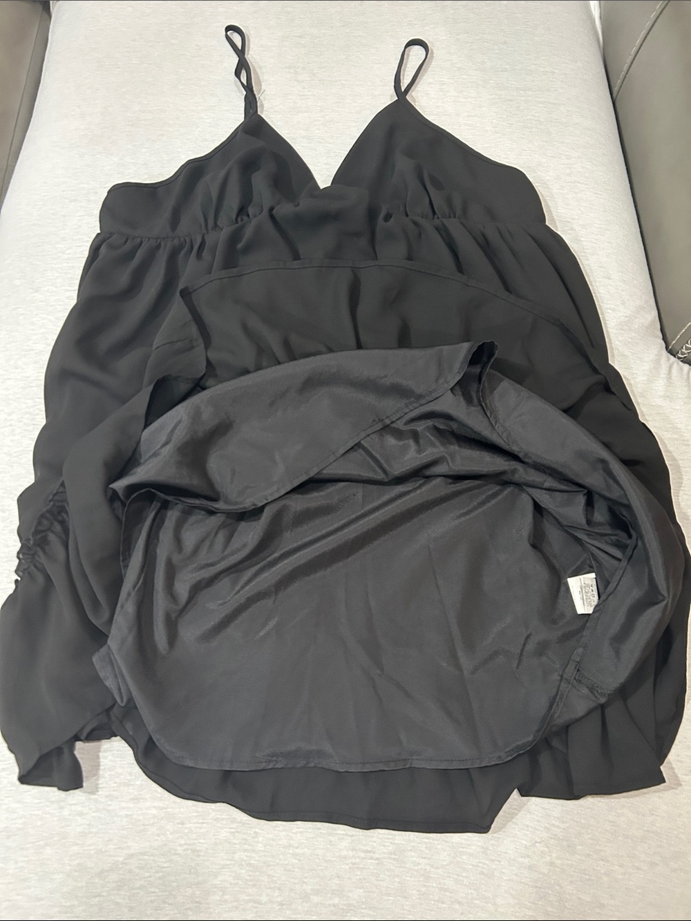 SHEIN Black Spaghetti Strap Ruffle-Hem Mini Dress Sz 2XL - Picture 4 of 7
